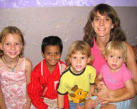 Anja Klein with her 3 daughters and Jatin Maurya