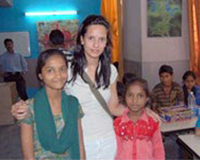 Joy Ahluwalia with Darpan and Suman Das (the sponsored child of her husband Fabian Holler)